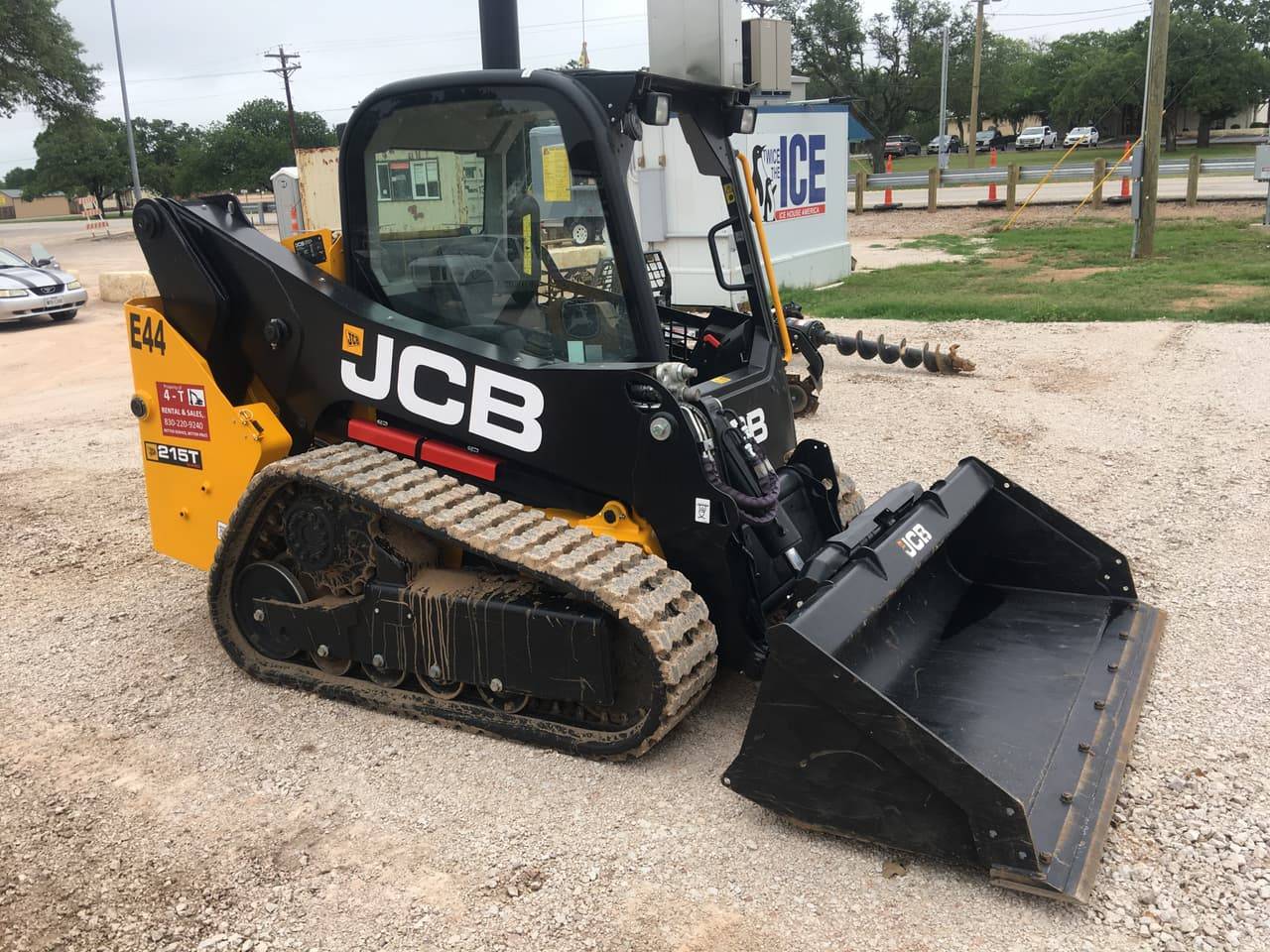 JCB 215T compact track loader with bucket on the 4-T Rental & Sales yard